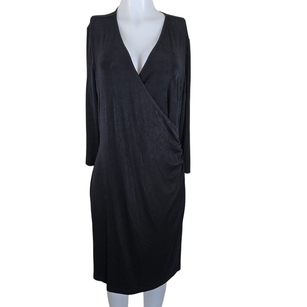 Chico's Travelers Closet Staple Black Faux Wrap Business Womens Dress 2-M-12